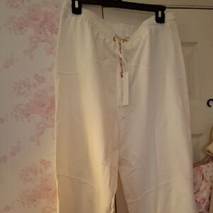 LoveShackFancy Ivory Drawstring Pants